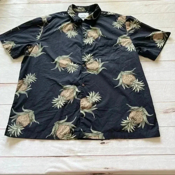 28 Palms Standard Pineapple Hawaiian Black Shirt Collard Mens XXL Aloha Vacation - Picture 9 of 9